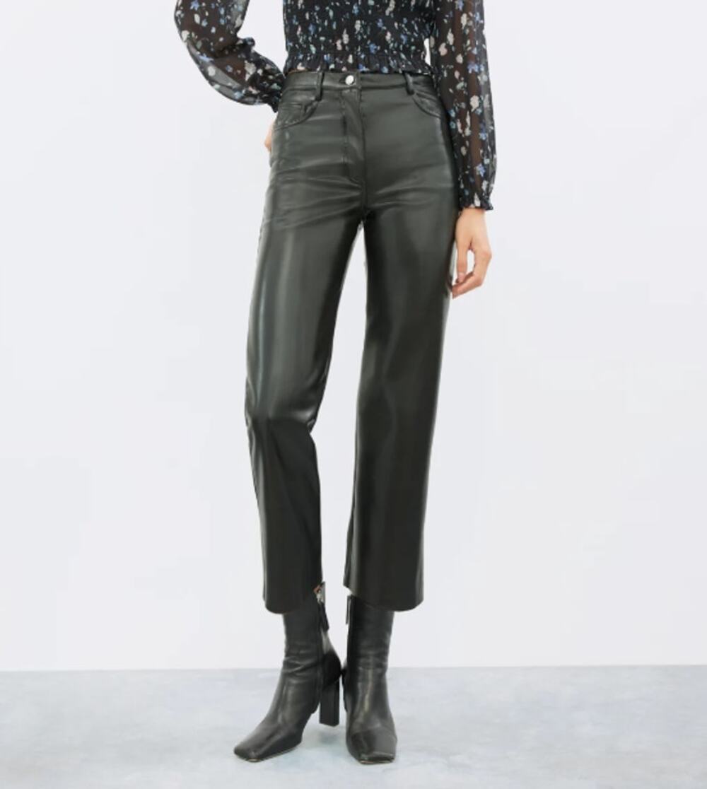 Aritzia Wilfred Melina Black Faux Leather Pant Size 16 Cropped High Rise